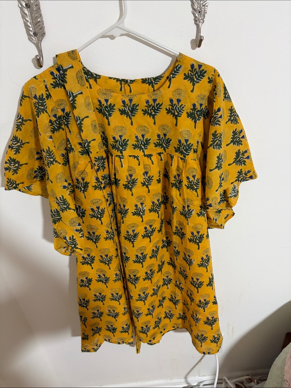 Emerson Fry Mustard Yellow Floral Print Tunic Dress